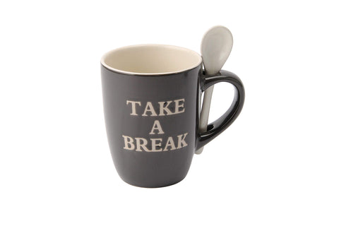 Take A Break Mug With Spoon - Brambles Gift Shop