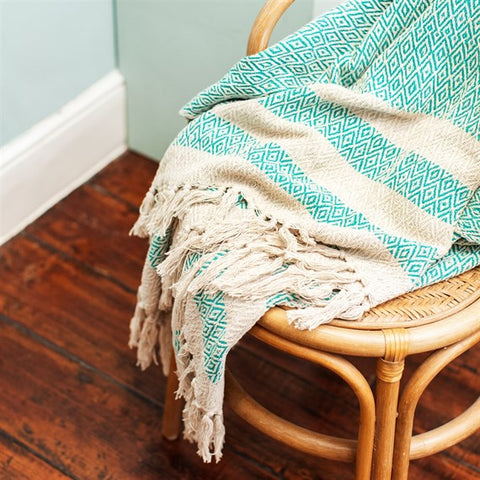 Green Recycled Blanket Throw - Brambles Gift Shop