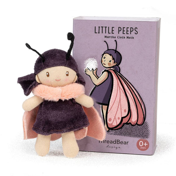 ThreadBear Little Peeps Martha Cloth Moth Matchbox doll 12cm - Brambles Gift Shop