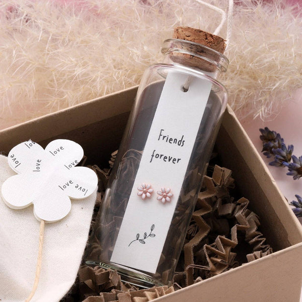 Earrings In A Message Bottle 'Friends Forever'