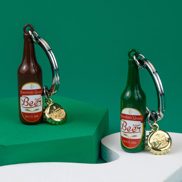 Green Beer Bottle Keyring
