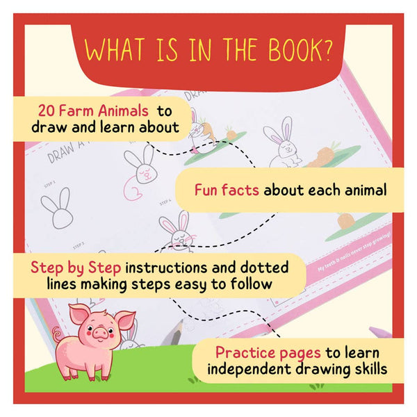 PEPPLAY Step-By-Step Drawing Book - Cute Farm Animals