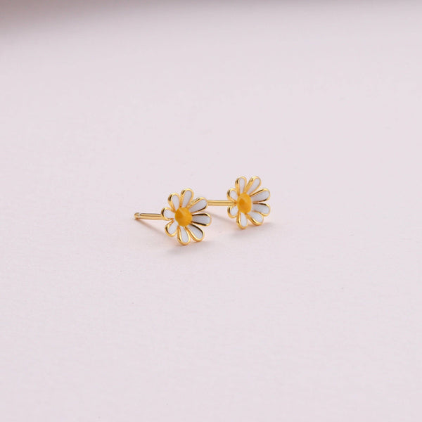 No Rain No Flowers Enamel Daisy Earrings