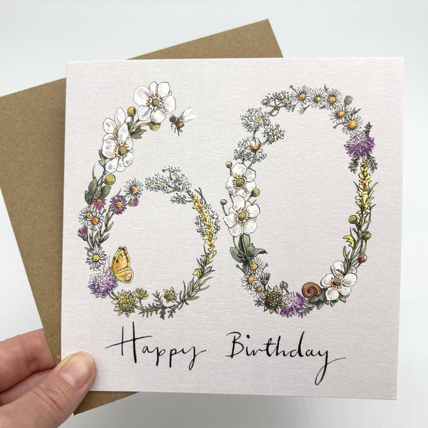 60th Birthday Card - Wildflower
