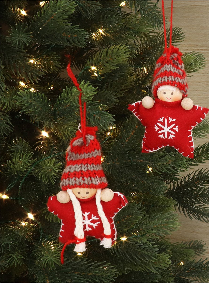 Fabric Boy/Girl Mini Star Hanging Decoration - Brambles Gift Shop