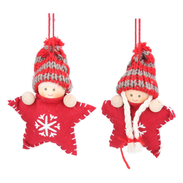 Fabric Boy/Girl Mini Star Hanging Decoration - Brambles Gift Shop