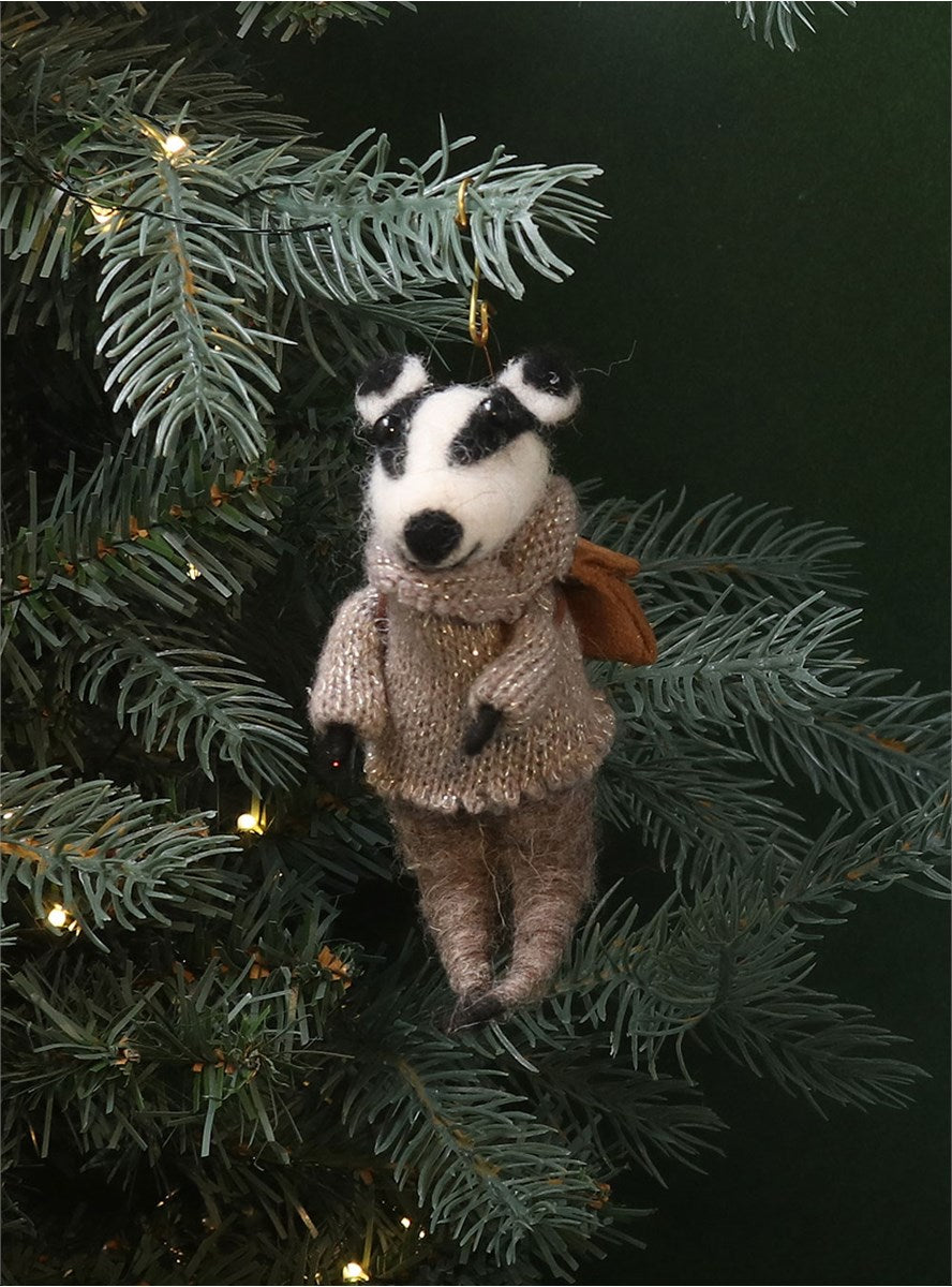 Felt Badger Tree Decoration - Brambles Gift Shop