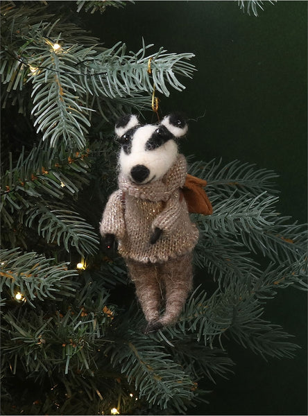 Felt Badger Tree Decoration - Brambles Gift Shop