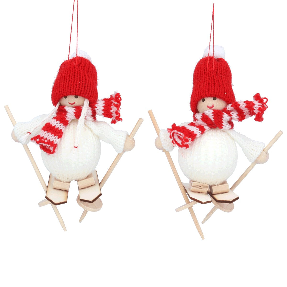 Knitted Fabric Skier Decoration - Brambles Gift Shop