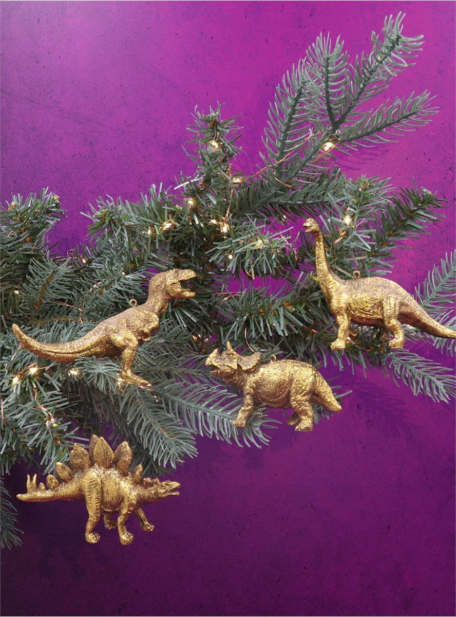 Gold Dinosaur Resin Tree Decoration - Brambles Gift Shop