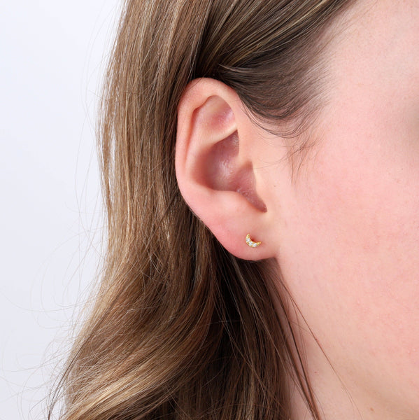 Crystal Star and Moon Sterling Silver Earrings