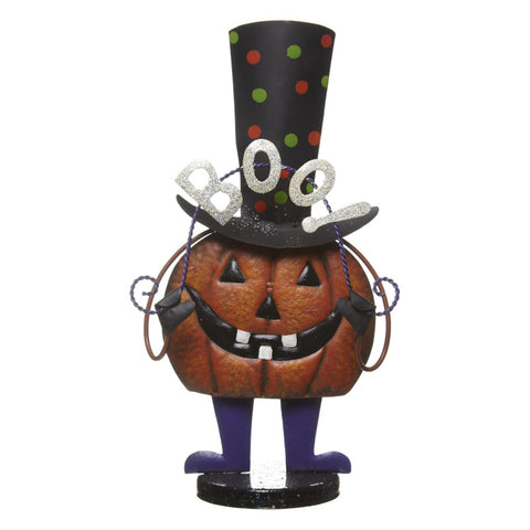 Bobbing Metal Boo Pumpkin