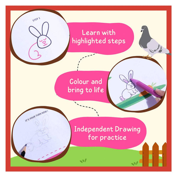 PEPPLAY Step-By-Step Drawing Book - Cute Farm Animals