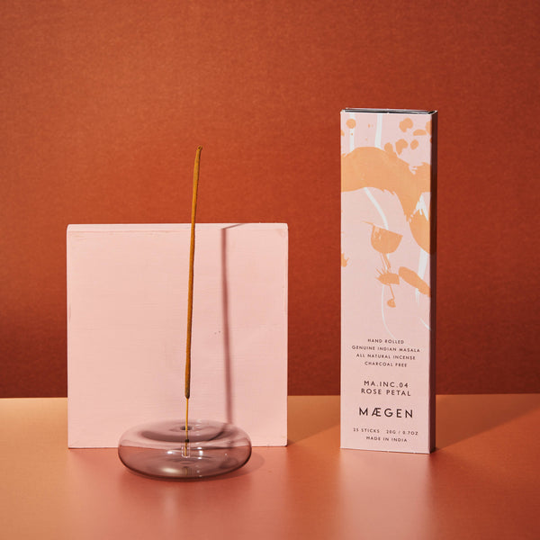 Dimple - Hand Blown Glass Incense Holder Grey - Brambles Gift Shop