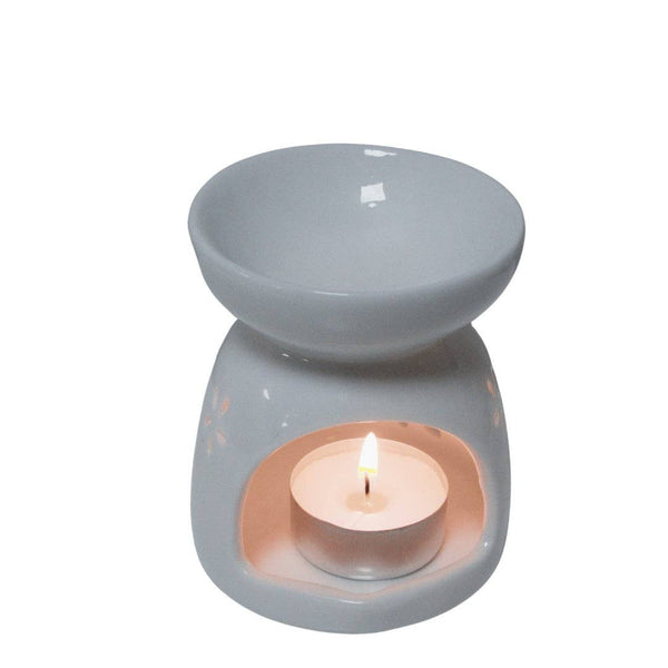 White Ceramic Wax Burner - Daisy Design - Brambles Gift Shop