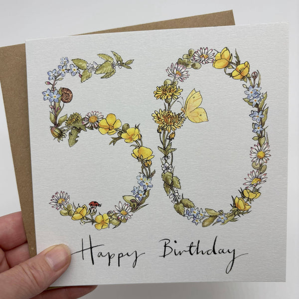 50th Birthday Card - Wildflower