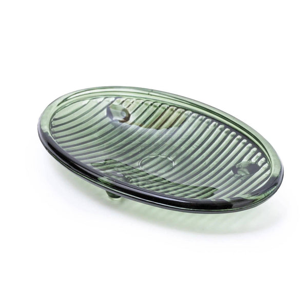Green ribbed soap dish glass design 6PK - Brambles Gift Shop