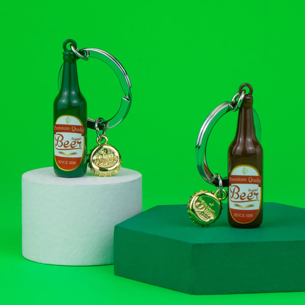 Green Beer Bottle Keyring