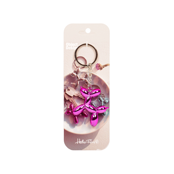 Helio Ferretti Balloon Dog Keyring - Metallic Pink - Brambles Gift Shop
