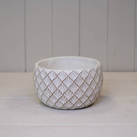 White Cement Trellis Pot