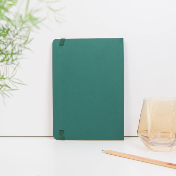 A5 recycled leather notebook - ETHOS emerald green