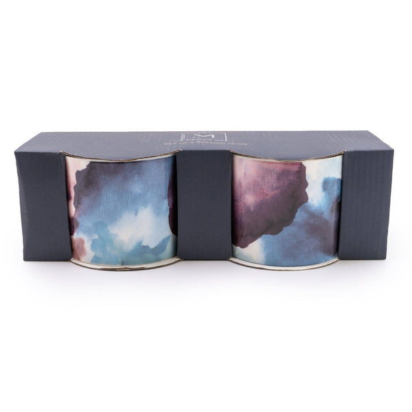 Set of Two Watercolour Design Mugs in Gold Handles in Gift Box (MO) 1PK - Brambles Gift Shop