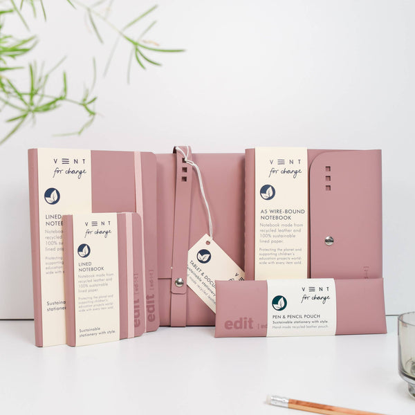 A5 recycled leather notebook - EDIT Powder Pink