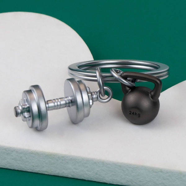 Metalmorphose Dumbbell & Kettlebell Gym Keyring - Brambles Gift Shop