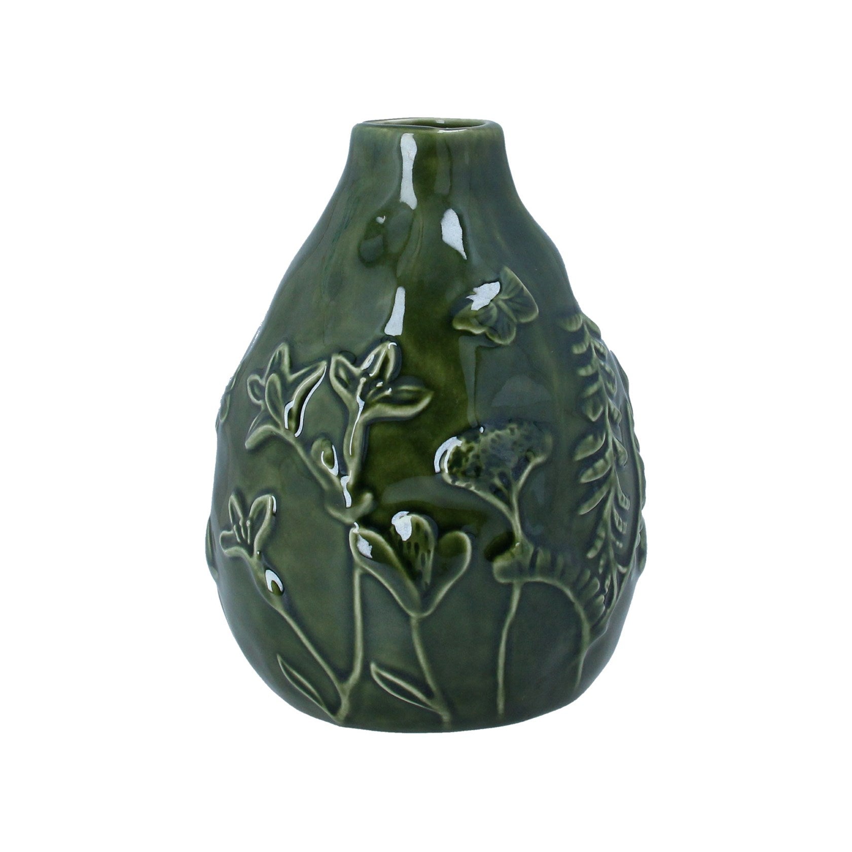 Green Floral Vase - Brambles Gift Shop