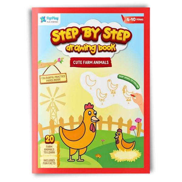 PEPPLAY Step-By-Step Drawing Book - Cute Farm Animals