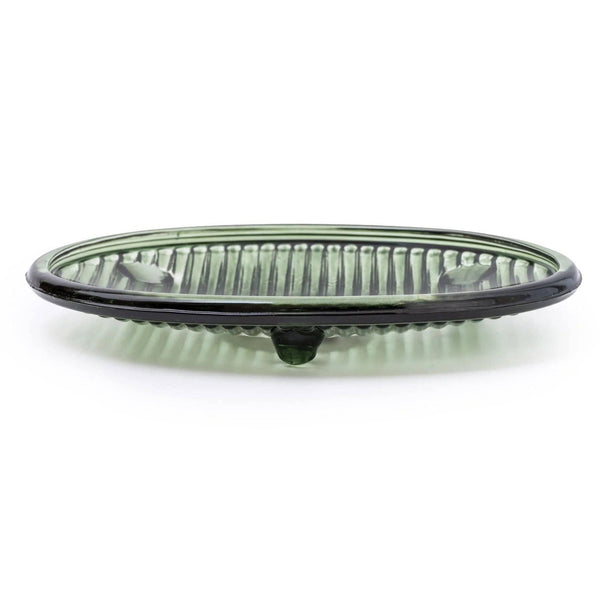 Green ribbed soap dish glass design 6PK - Brambles Gift Shop