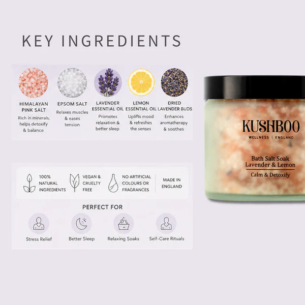 Kushboo Bath Salt Soak Lavender & Lemon
