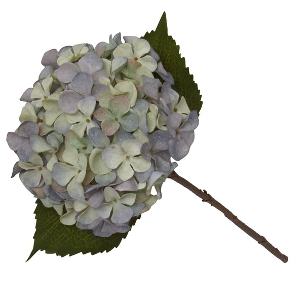 Artificial Hydrangea Two Tone Green and Blue Faux Stem 46cm - Brambles Gift Shop