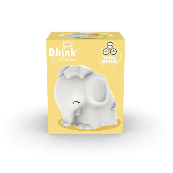 Dhink Mini Night Light Soft Grey Elephant With Black Eyes