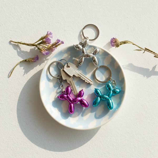 Helio Ferretti Balloon Dog Keyring - Metallic Pink - Brambles Gift Shop