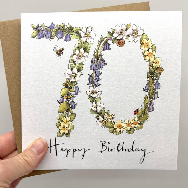 70th Birthday Card - Wildflower