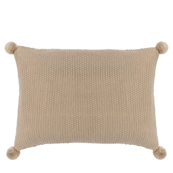 Moss Stitch PomPom Cushion Cream