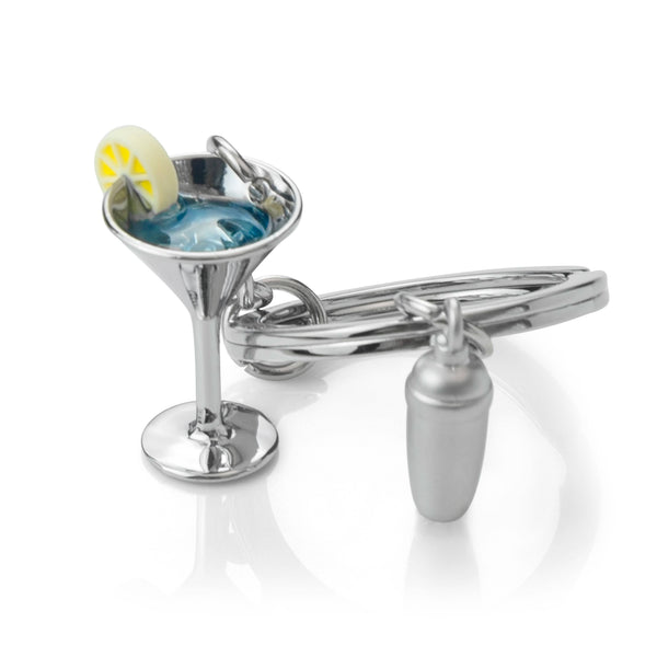Metalmorphose Silver Cocktail Glass & Shaker Keyring - Brambles Gift Shop