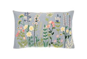 Light Blue Flowered Cushion