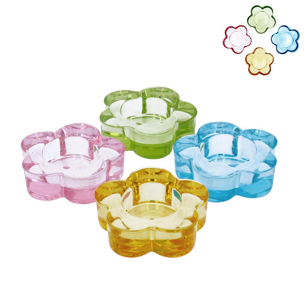 Pastel Glass Flower Tealight Holder - Brambles Gift Shop