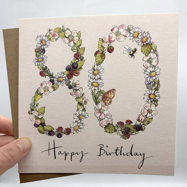 80th Birthday Card - Wildflower