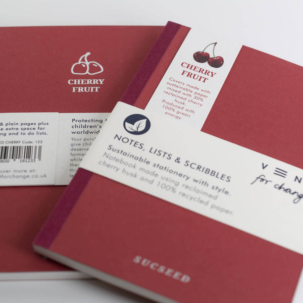 Notebook A5 Recycled - Sucseed Cherry Husk - Brambles Gift Shop