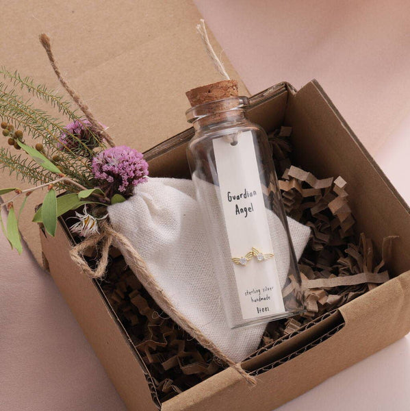 Message Bottle Sterling Silver Earrings Guardian Angel