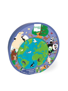 Scratch Compact Puzzle 45pcs- Contour Puzzle WORLD - Brambles Gift Shop