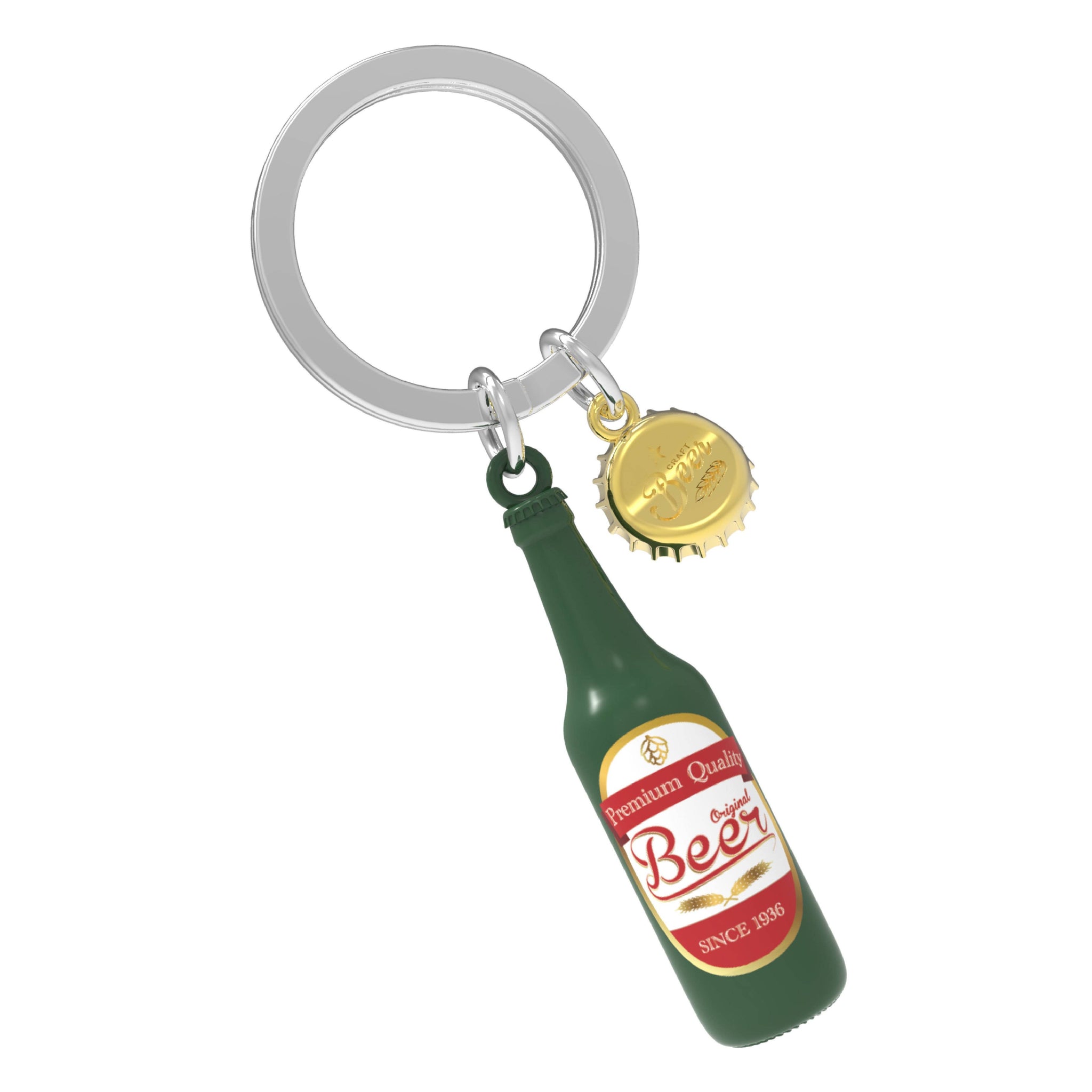 Green Beer Bottle Keyring