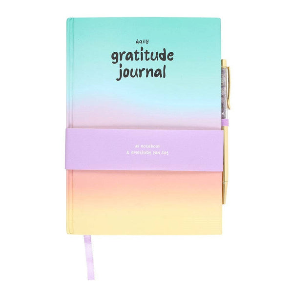 Multicoloured Gratitude Journal with Amethyst Pen - Brambles Gift Shop
