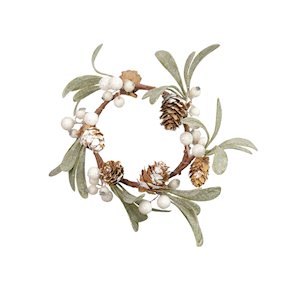 Pinecone and White Berry Christmas Candle Ring