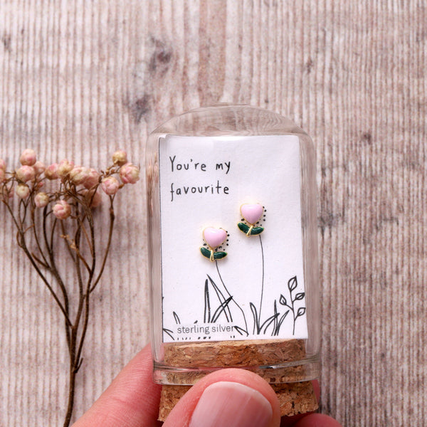 YOU'RE MY FAVOURITE Pink Enamel Flower Earrings