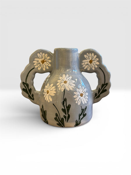 Small Grey Daisy Floral Vase - Brambles Gift Shop