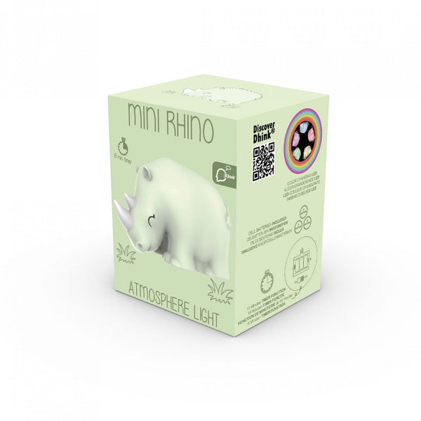 Soft Green Rhino Colour Changing LED Night Light Mini - Brambles Gift Shop